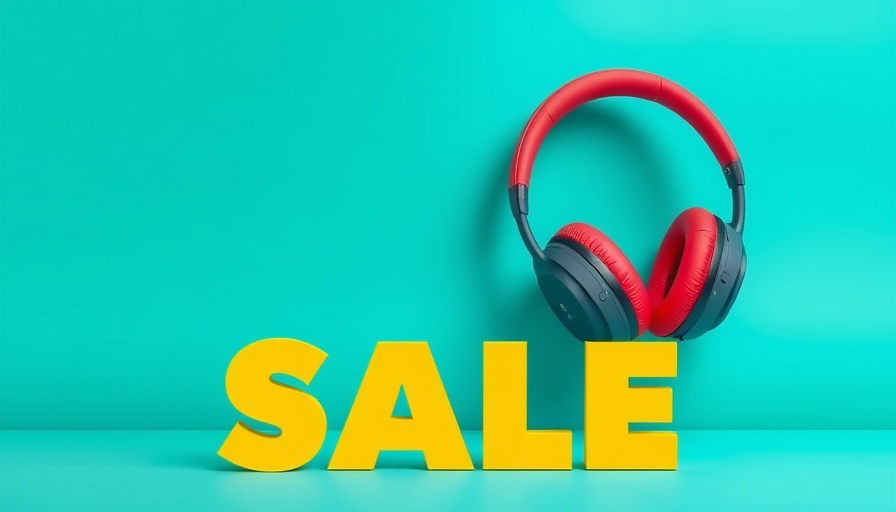 Ad banner with smartphone and headphones, promotional offer.
