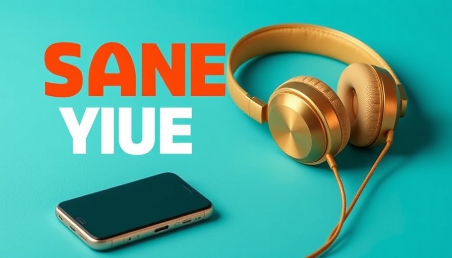 Modern advertisement displaying a smartphone with 'Never Settle' text and gold headphones, promoting a 70% discount on Amazon, on a turquoise background. Basement Theater Ideas Brooklyn.
