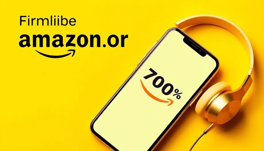 Advertisement banner showcasing 70% discount on Amazon with smartphone and headphones.