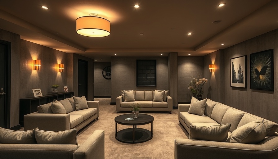 Modern basement conversion ideas with cozy seating and lighting.
