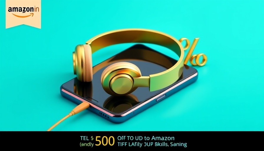 Ad banner showing gadgets with discount offer.
