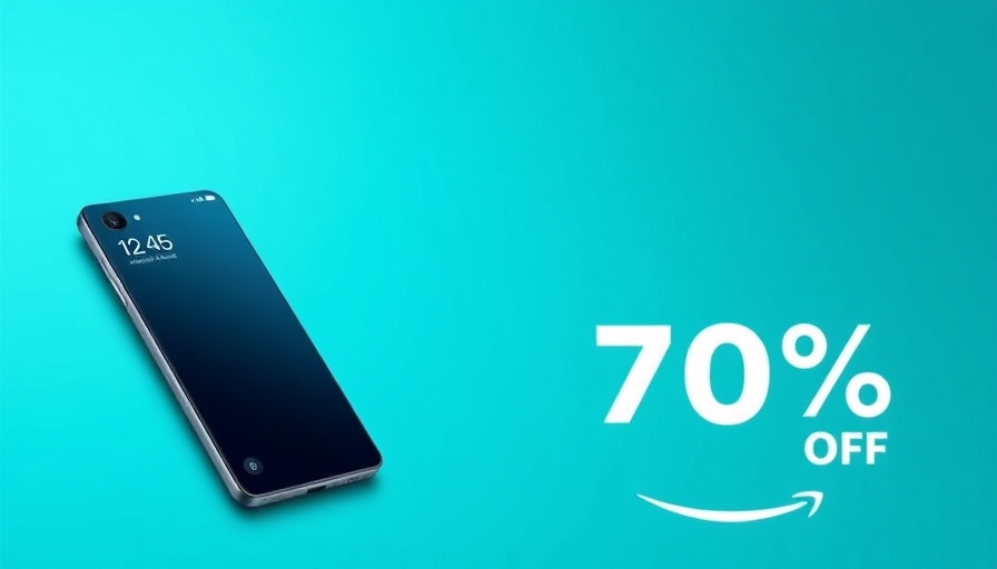 Vibrant ad with smartphone and headphones for Amazon discount.