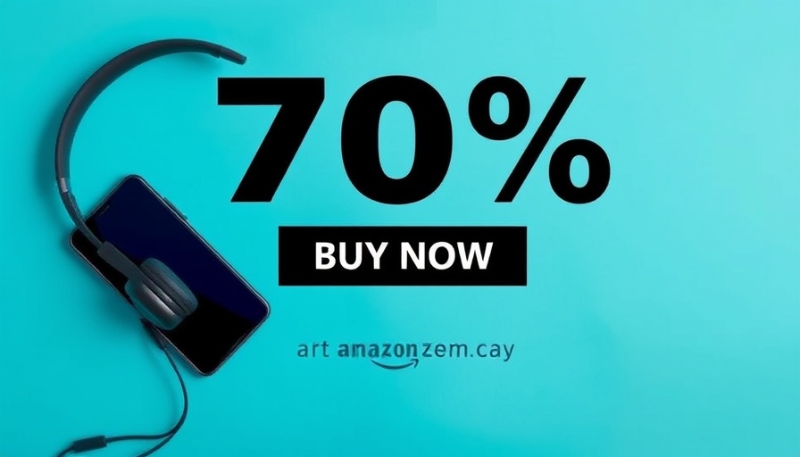 Digital ad banner with smartphone and headphones offering Amazon discount.
