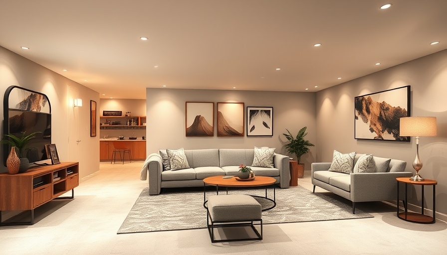 Stylish basement conversion with elegant furnishings and ambient lighting, featuring cozy modern design ideas.