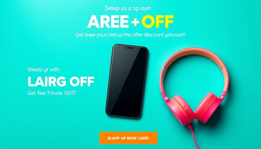 Smart Storage and Organization promotion with smartphone and headphones.