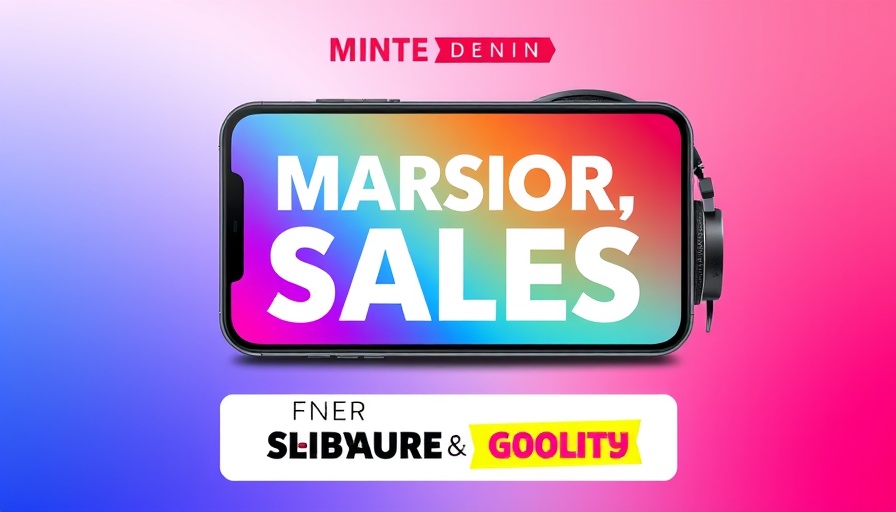 Promotional banner with smartphone and headphones, vibrant design.