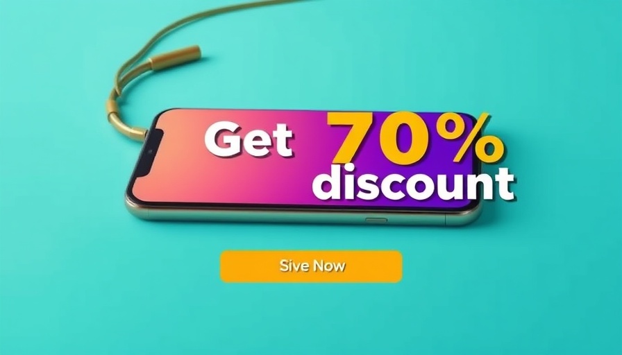 Sleek smartphone and gold headphones ad for Amazon discount.