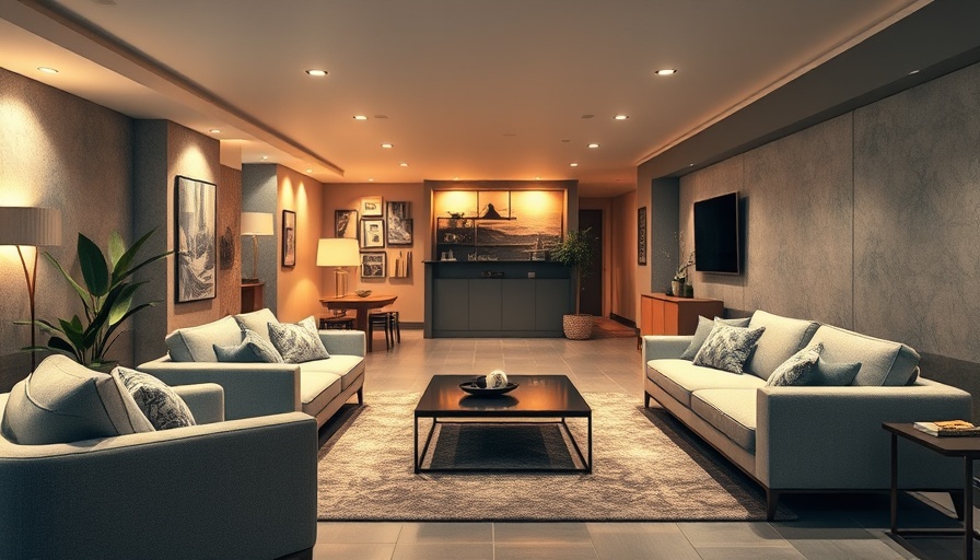 Vibrant basement with modern decor, showcasing conversion ideas in a cozy setting.