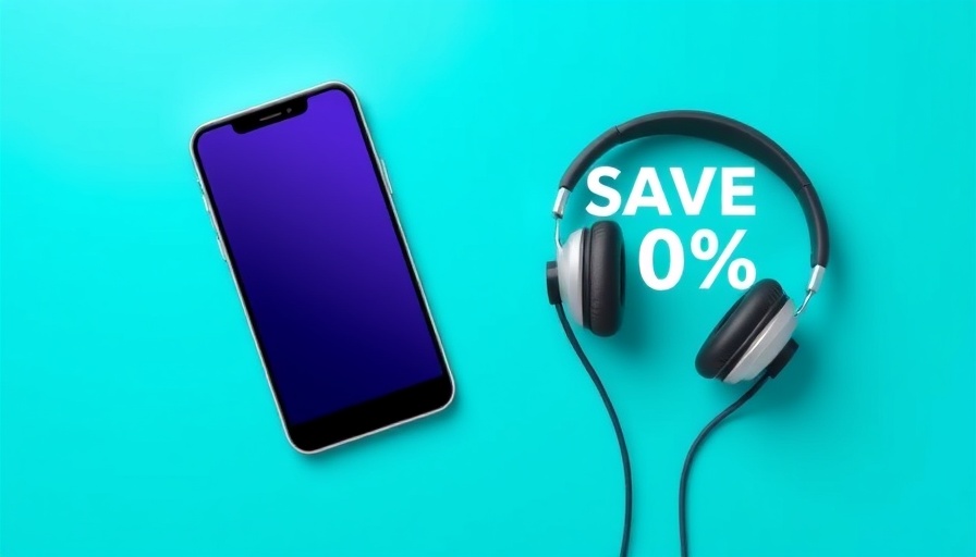 Advertising banner for 70% Amazon discount, featuring modern tech.