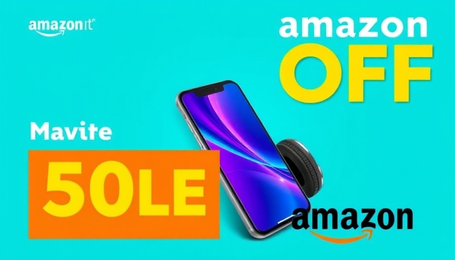 Advertisement banner with phone and headphones offering Amazon discount.