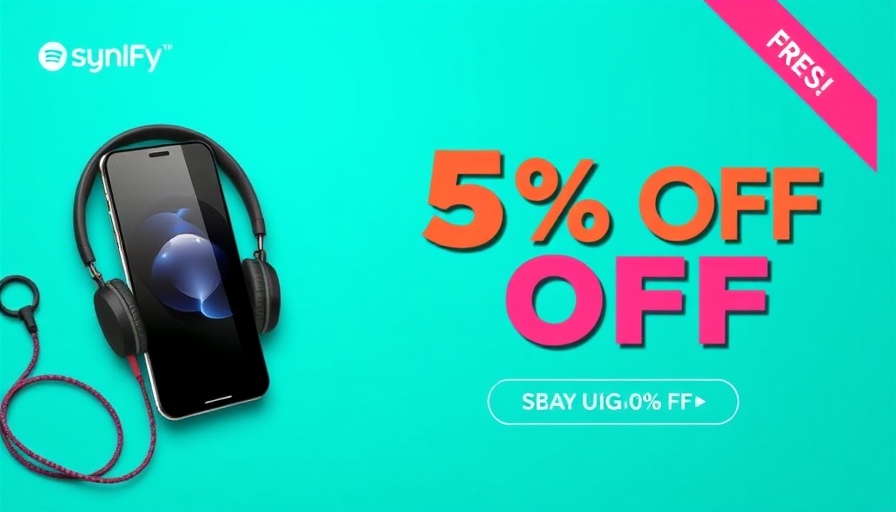 Smart Storage and Organization ad on turquoise with phone and headphones.