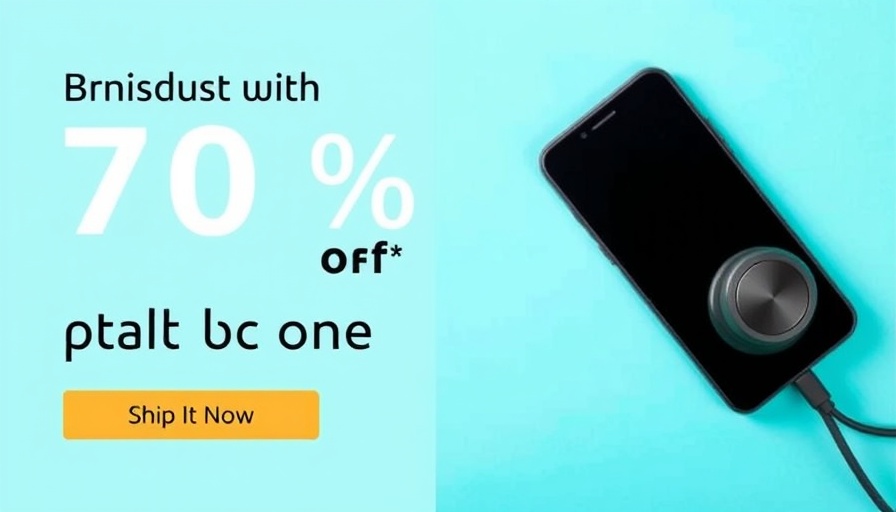 Modern smartphone and headphones with Amazon discount ad