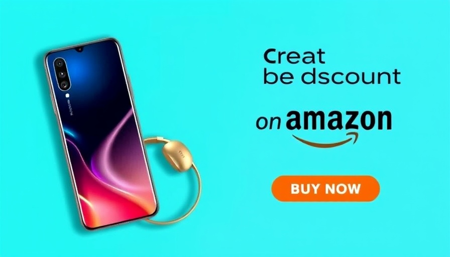 Ad with smartphone and headphones offering a discount.