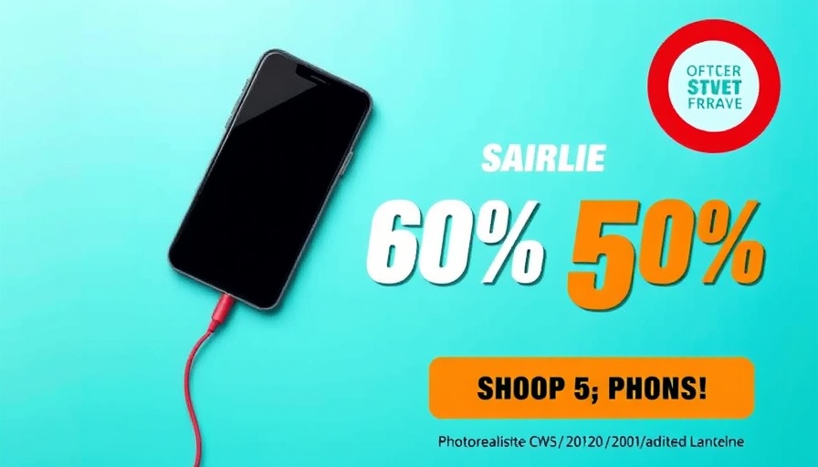 Ad banner showing discount on smartphone and headphones.