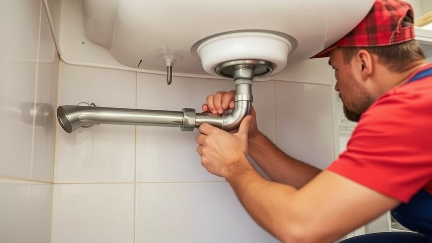 Plumber providing emergency help by fixing a pipe under the sink