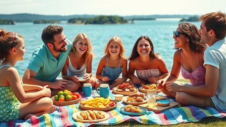 Vibrant family memories by the waterfront in 1000 Islands, enjoying a sunny picnic.