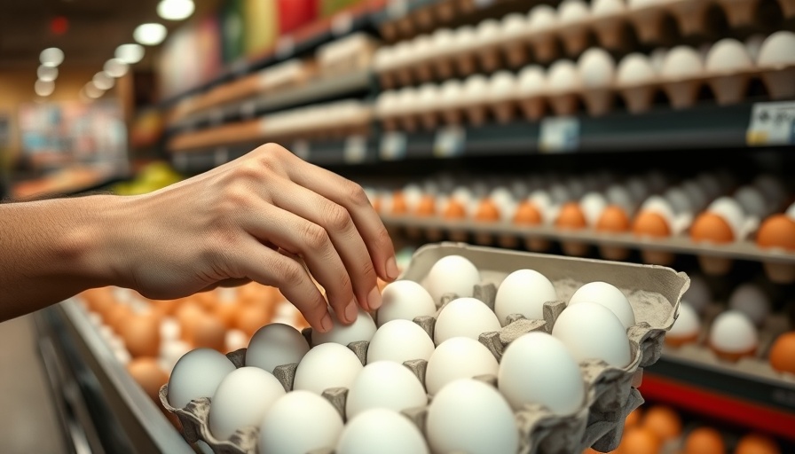 Person inspecting carton of eggs for freshness in store