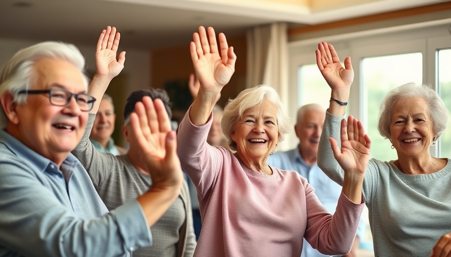Elderly group enjoying activity in assisted living