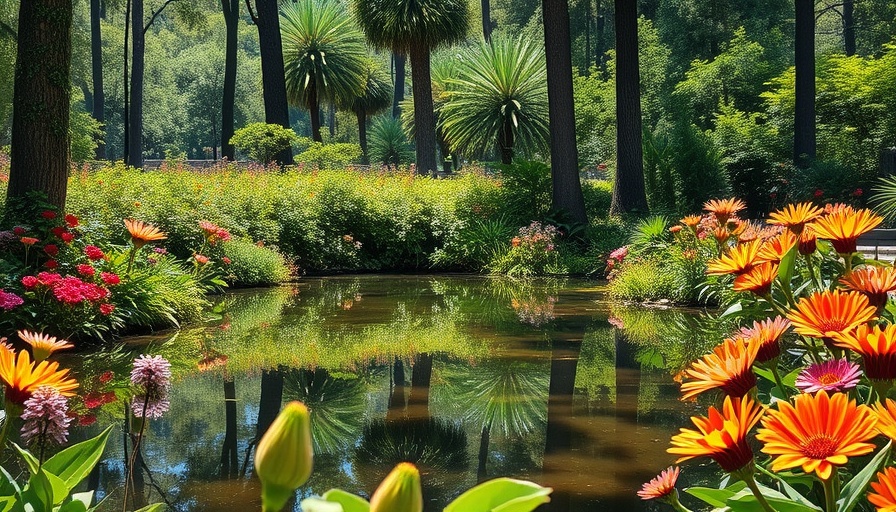Lush botanical garden with pond at Coastal Maine Botanical Garden summer visit.