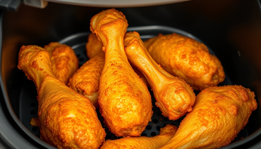 Golden crispy chicken drumsticks showing air fryer benefits and recipes