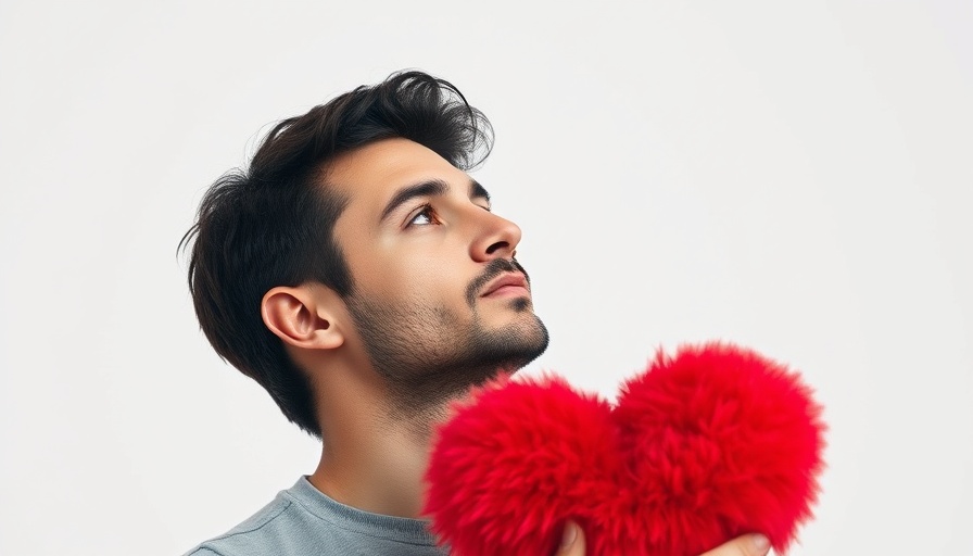 Man holding a large red heart symbolizing nutrients for cardiovascular health.