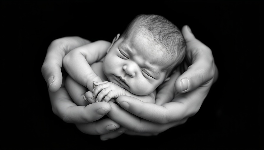 Newborn cradled in hands, Womb Transplant Success Story