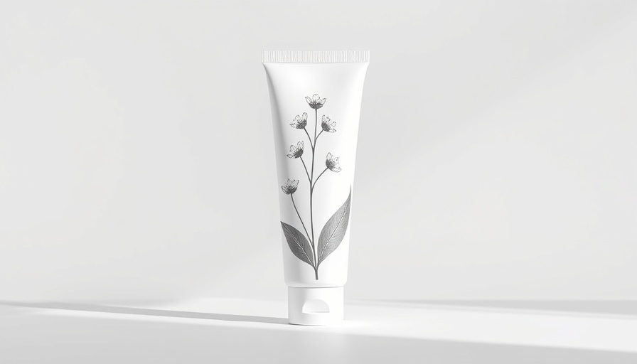 Minimalistic hand cream tube with botanical design for Natural Nails Revival.