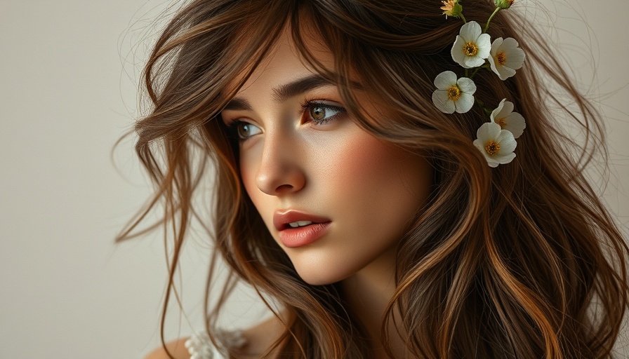 Festival Hair Looks: Ethereal young woman with floral-adorned hair.