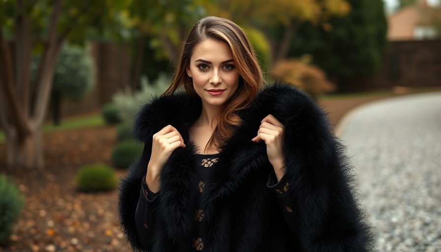 Confident young woman with a fur coat outdoors, collagen supplements.