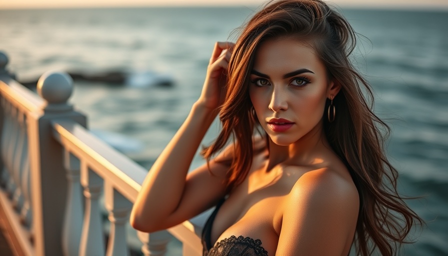 Chic sandals picks: stylish woman modeling by seaside.