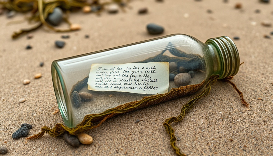 Weathered glass bottle with message found on Irish beach