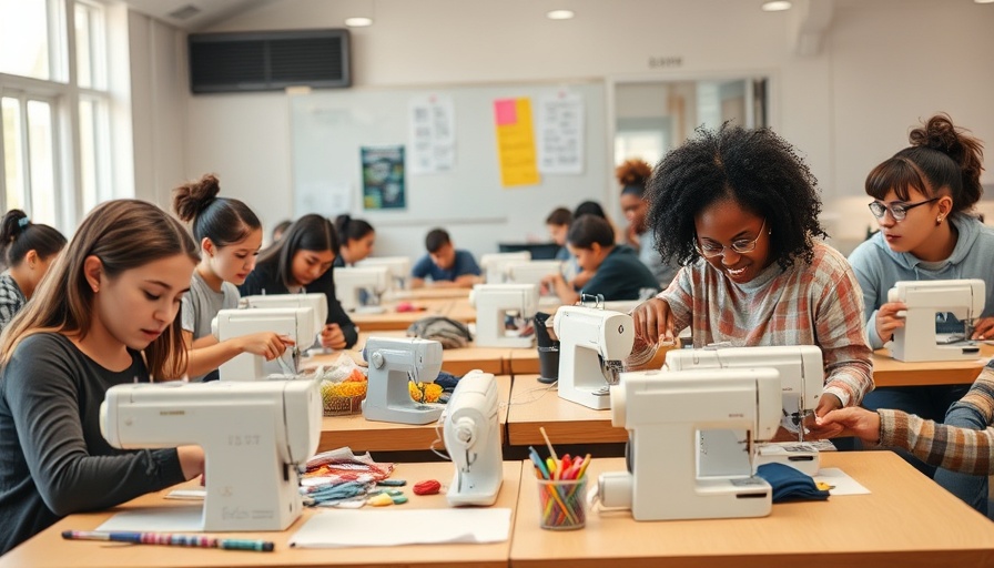 Teens learn sewing at summer camp in a lively classroom setting