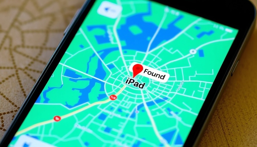 Map showing iPad location in Columbus highlighting found device.
