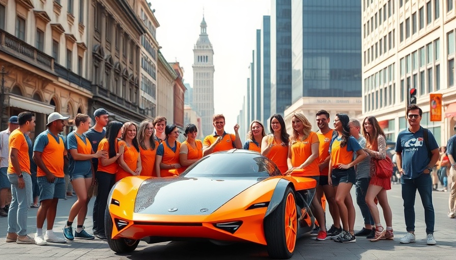 Solar-powered cars racing team celebrating victory with enthusiasm.