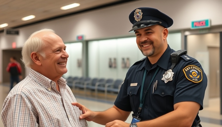 Act of Kindness by Police Officer in station waiting area.