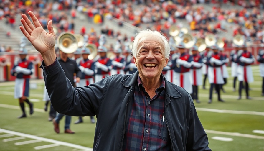 Celebrating oldest member of LSU Marching Band with field formation