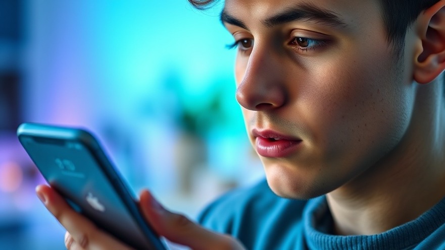 A young adult engages with Siri on an iPhone, emphasizing digital privacy and user-friendly tech.