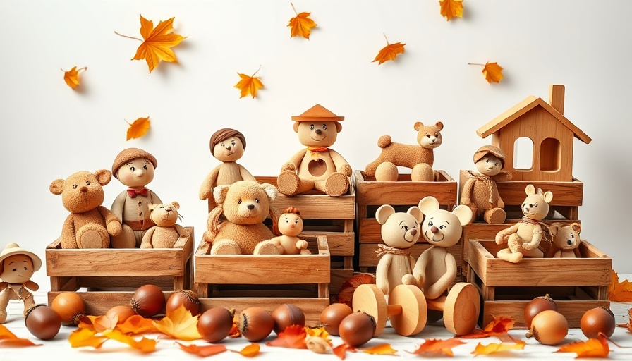 Vorteile von Holzspielzeug - wooden toys in crates with autumn theme.