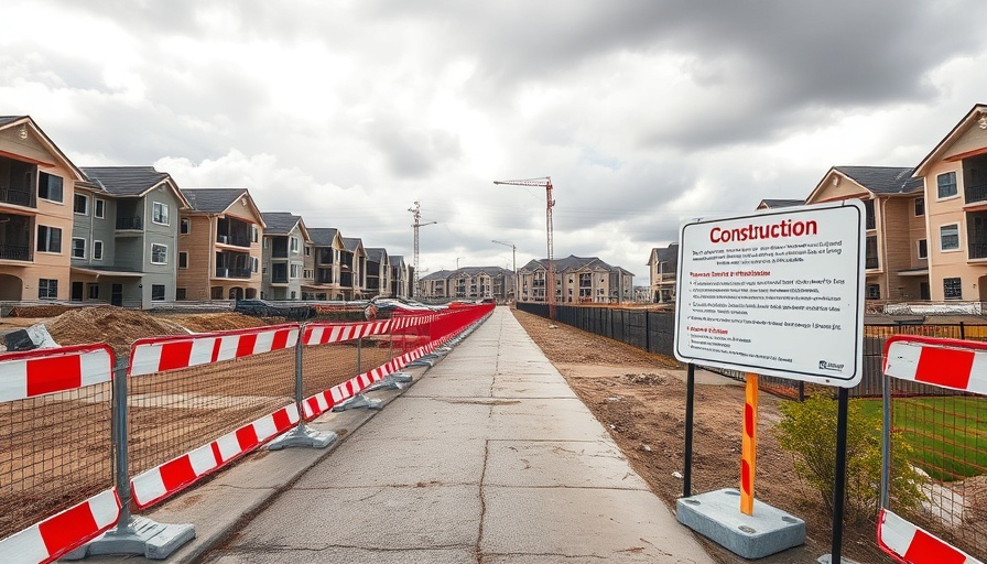 Bauprojekt in Norderstedt construction site with red and white barriers and a sign.