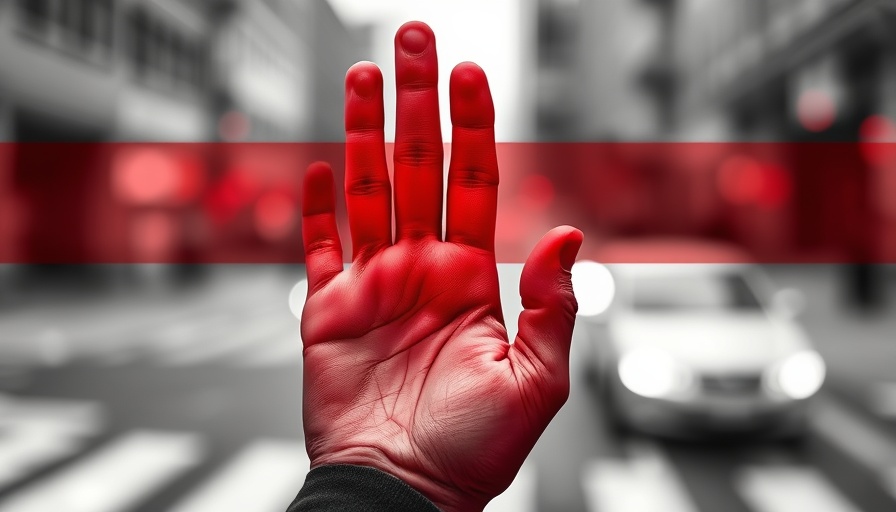 Emphasizing privacy with a hand stop gesture, muted tones. Chatkontrolle Datenschutz.