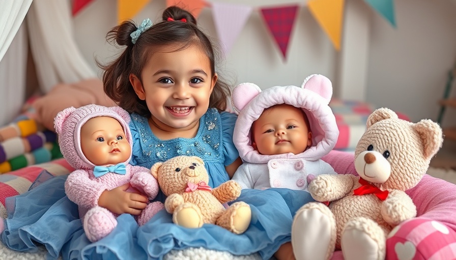 Happy child with BABY born dolls in a cozy blanket fort.