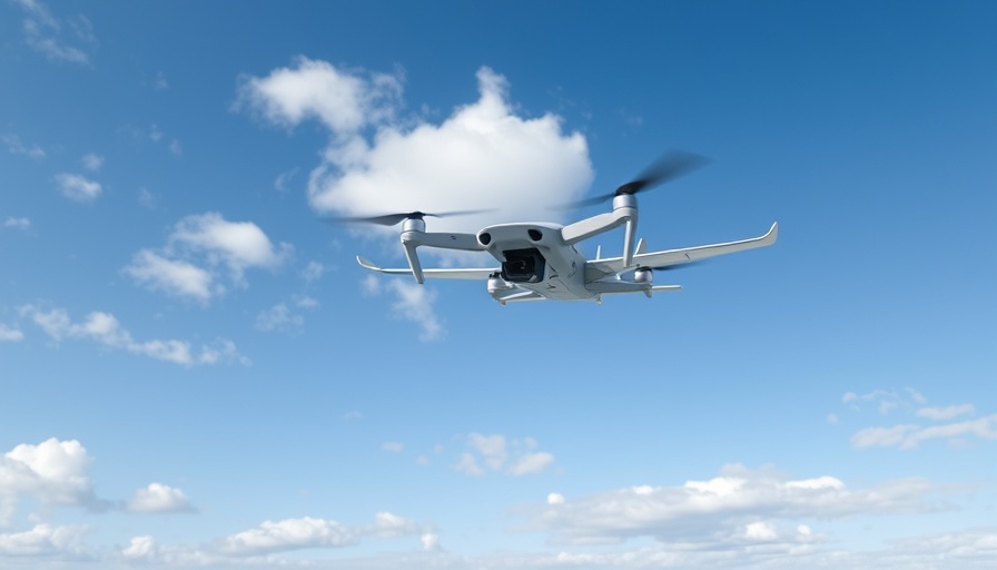 Modern drone near airplane in sky, highlighting Drohnenabwehr an Flughäfen.