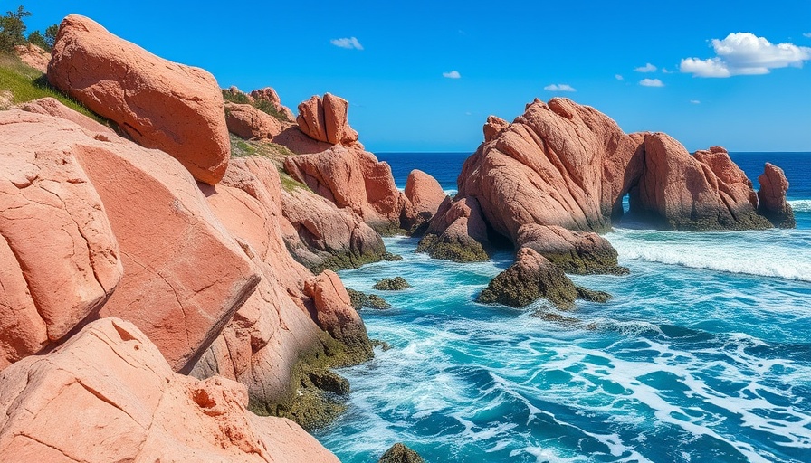 Familienurlaub in der Bretagne, view of the pink granite coast.