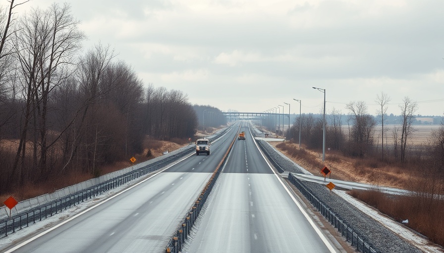 View of highway construction site on A1 near Bargteheide with machinery and trucks.