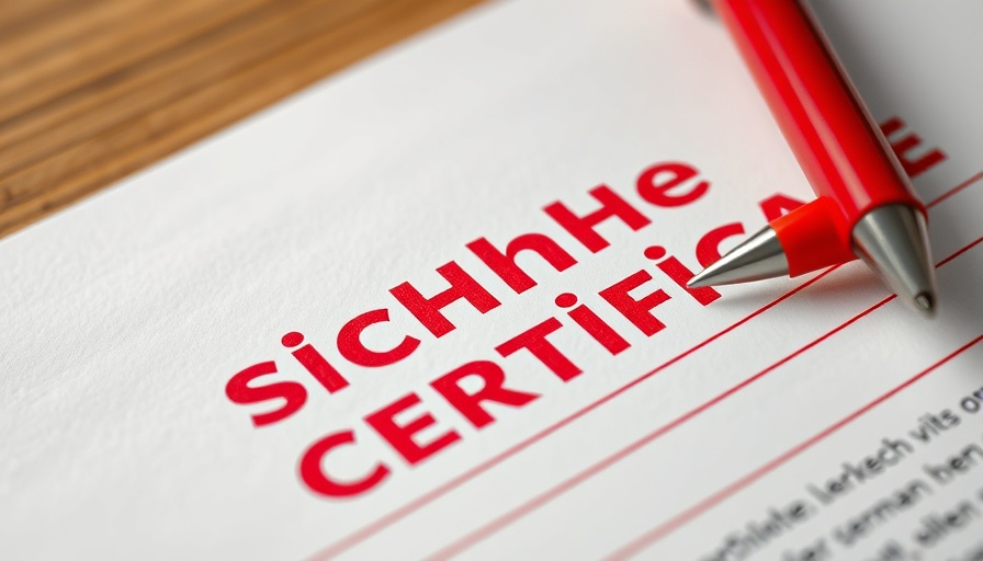 Close-up of German sickness certificate with red pen, Anhebung der Karenztage.