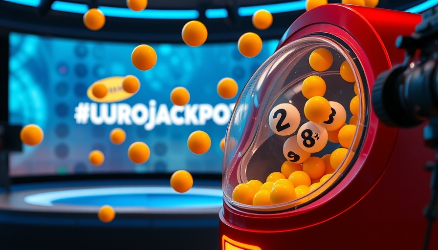 Eurojackpot Gewinnzahlen: Vibrant lottery machine with yellow balls in studio