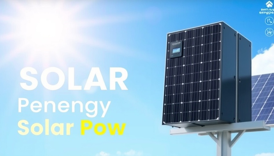 Balkonkraftwerk kaufen; solar power system advertisement with panels and blue sky.