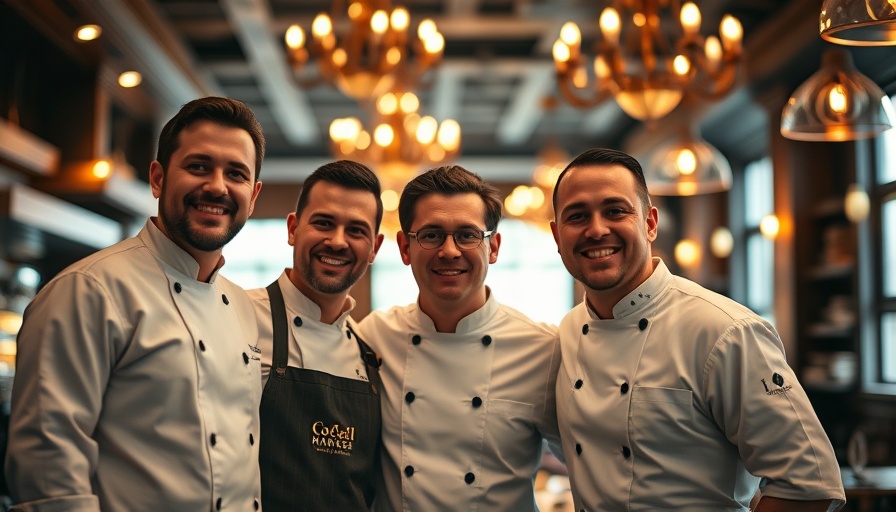 Chefs at Hamburg Michelin restaurant in warmly lit interior.