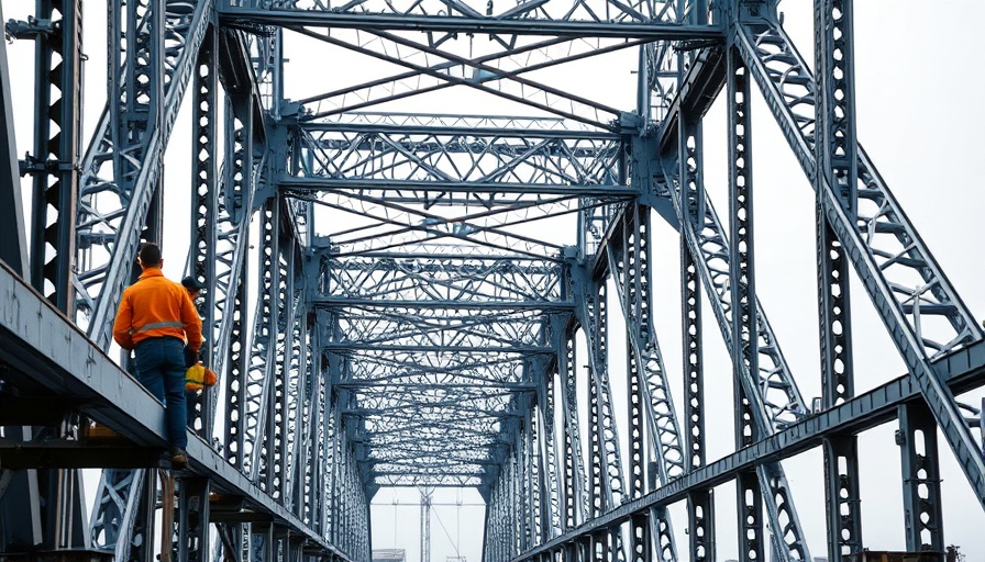 Rendsburger Schwebefähre bridge workers inspecting metal structure.