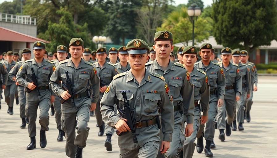 Soldiers in uniform march during Wehrdienst Losverfahren event.